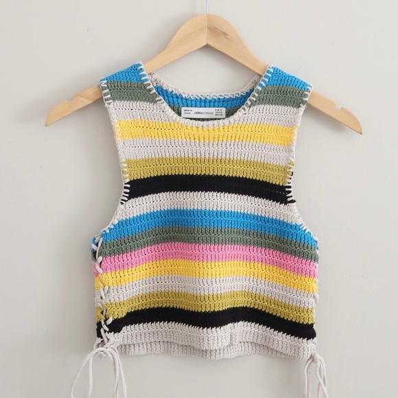 Zara Tops - striped crochet tank top